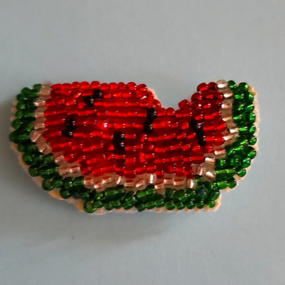 NWOT Hand beaded watermelon pin